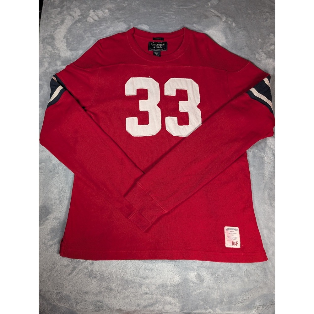 Abercrombie & Fitch Vintage Sport Jersey Men XL Muscle Red Heavyweight Shirt Y2K
